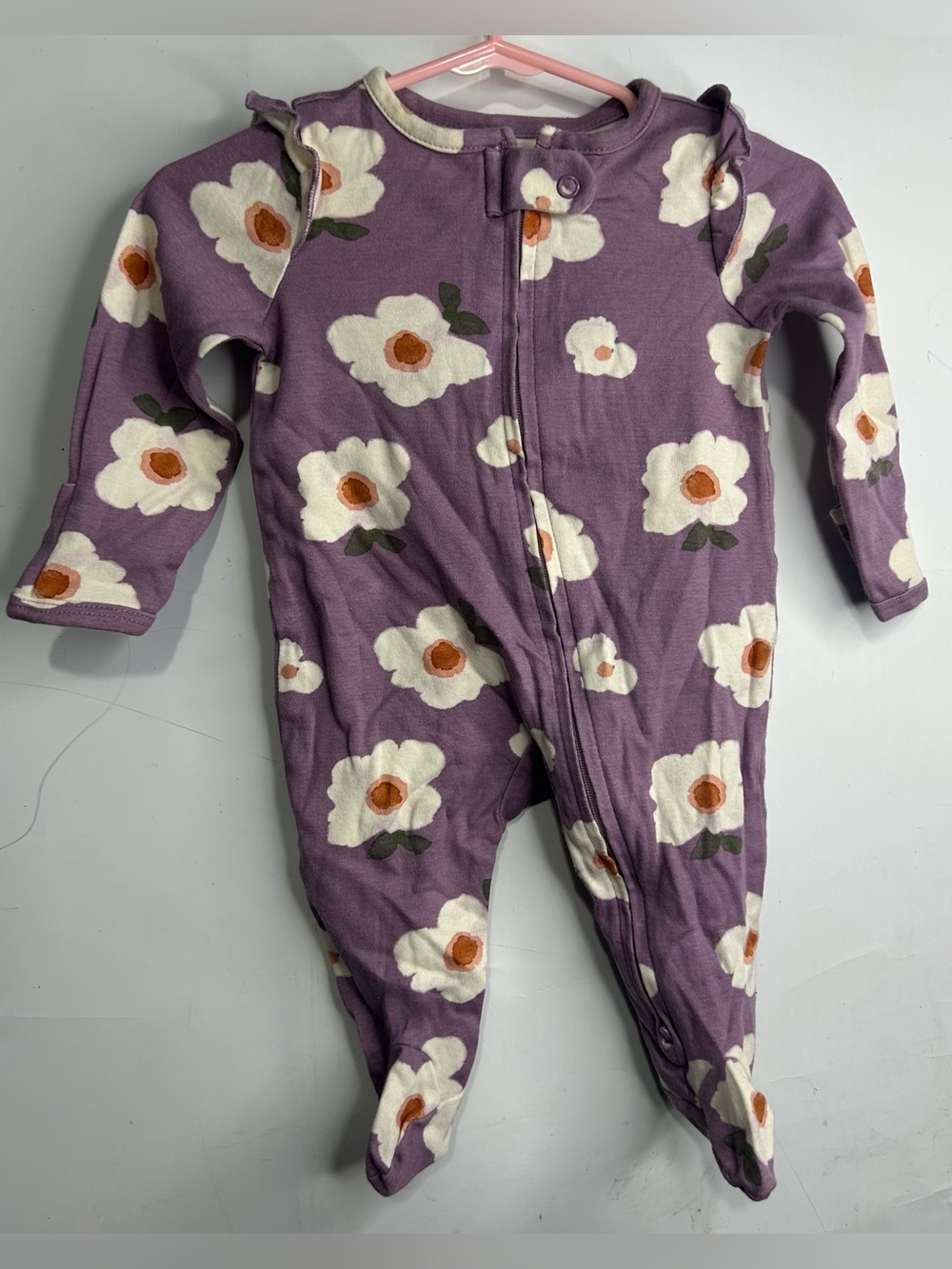 Carter's Floral Purple Footie Jumpsuit 0-3 Months